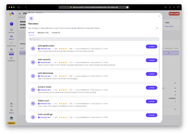 Installing a function