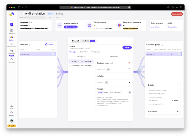 Received message with timestamp
