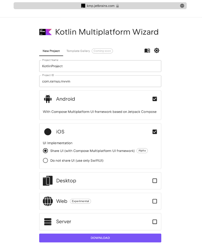 Kotlin Multiplatform Wizard